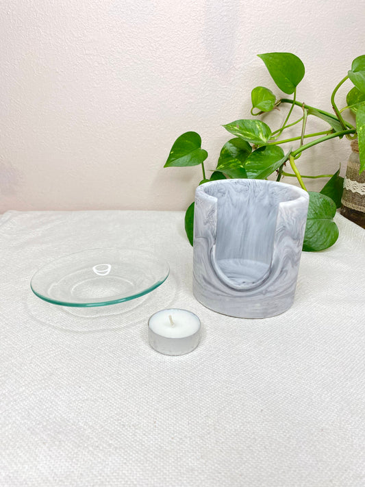Brûle-parfum artisanal - Marbré Gris | Lumineuses Créations