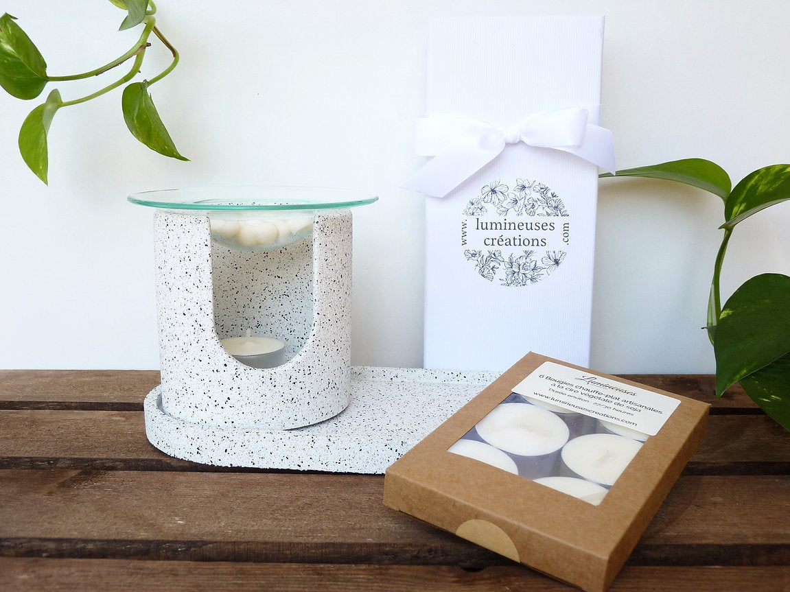 Ensemble Luxe Brûle-parfum - Effet Granit gris