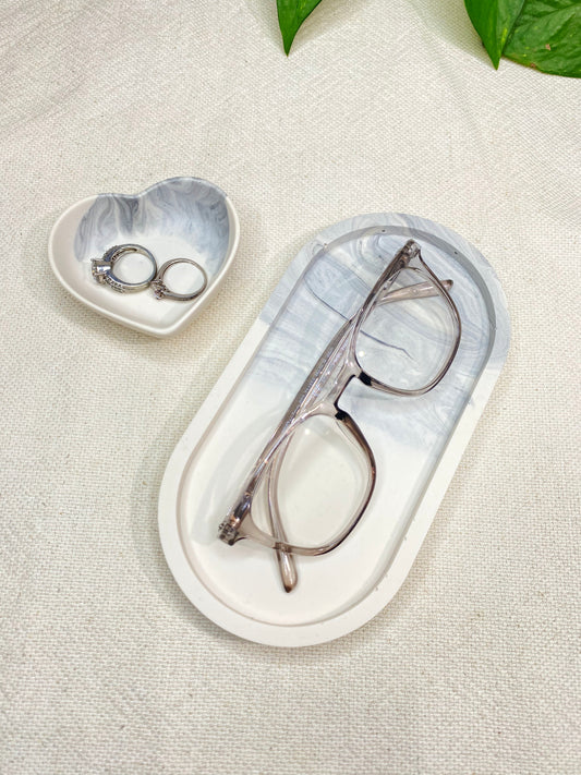 Ensemble vide-poche - Marbré gris / Ivoire