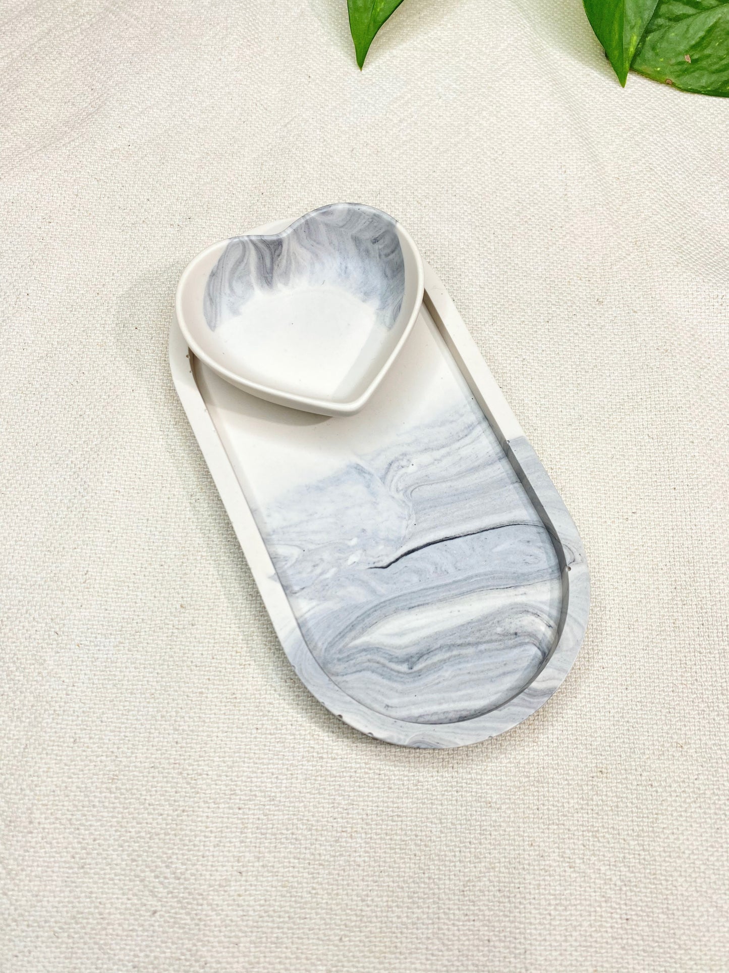 Ensemble vide-poche - Marbré gris / Ivoire