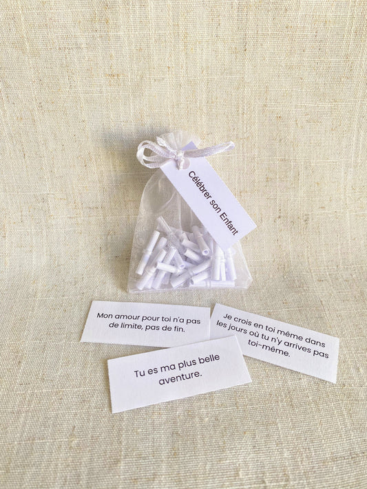CÉLÉBRER SON ENFANT - Sachet de 30 messages inspirants à piocher
