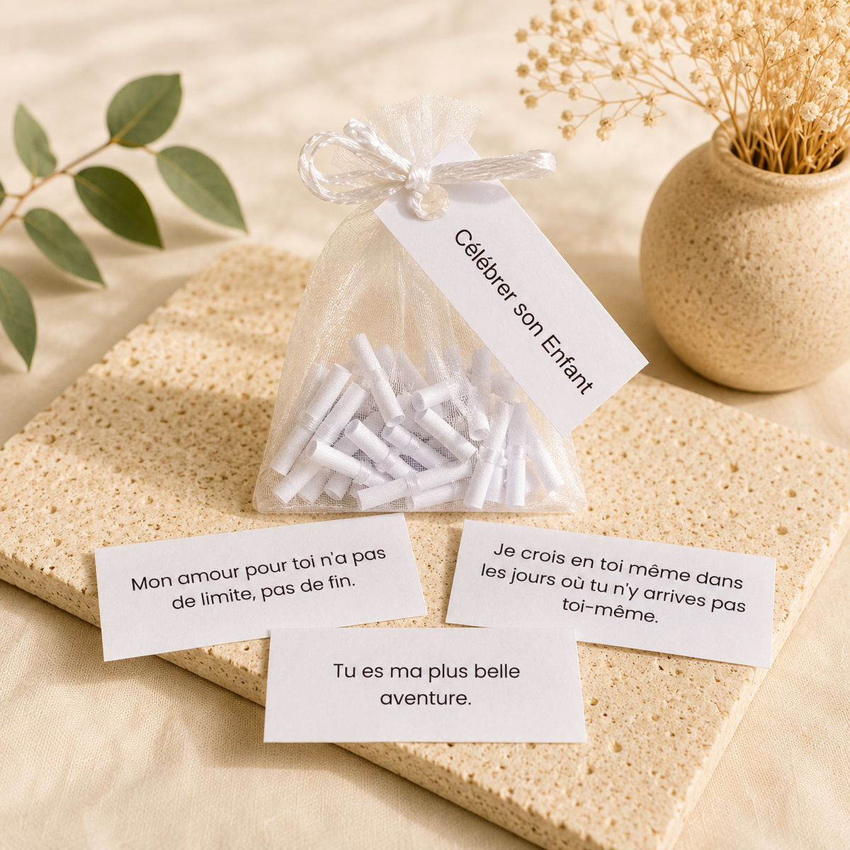 CÉLÉBRER SON ENFANT - Sachet de 30 messages inspirants à piocher