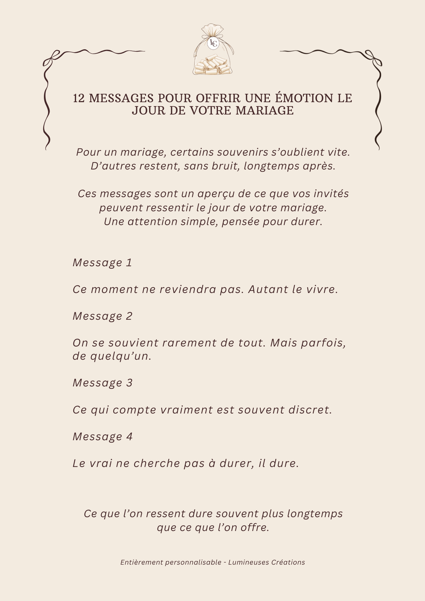 Cadeaux invités - Sachets kraft de messages