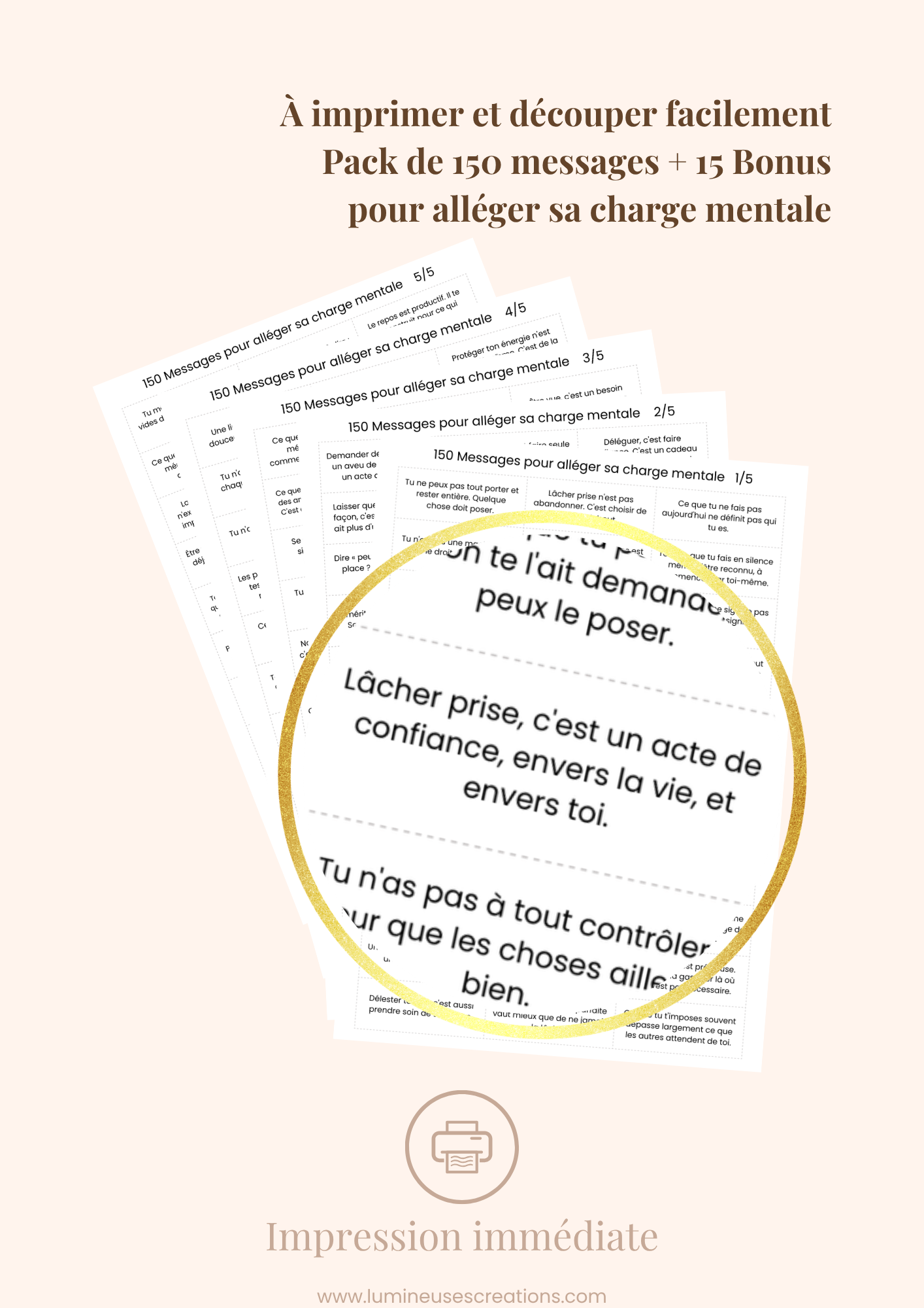 150 messages pour ALLÉGER SA CHARGE MENTALE - Messages bienveillants (version numérique)