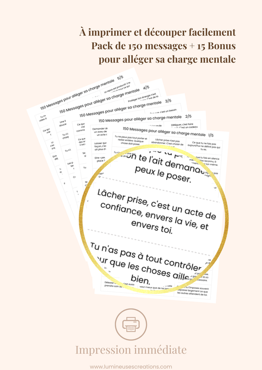 150 messages pour ALLÉGER SA CHARGE MENTALE - Messages bienveillants (version numérique)