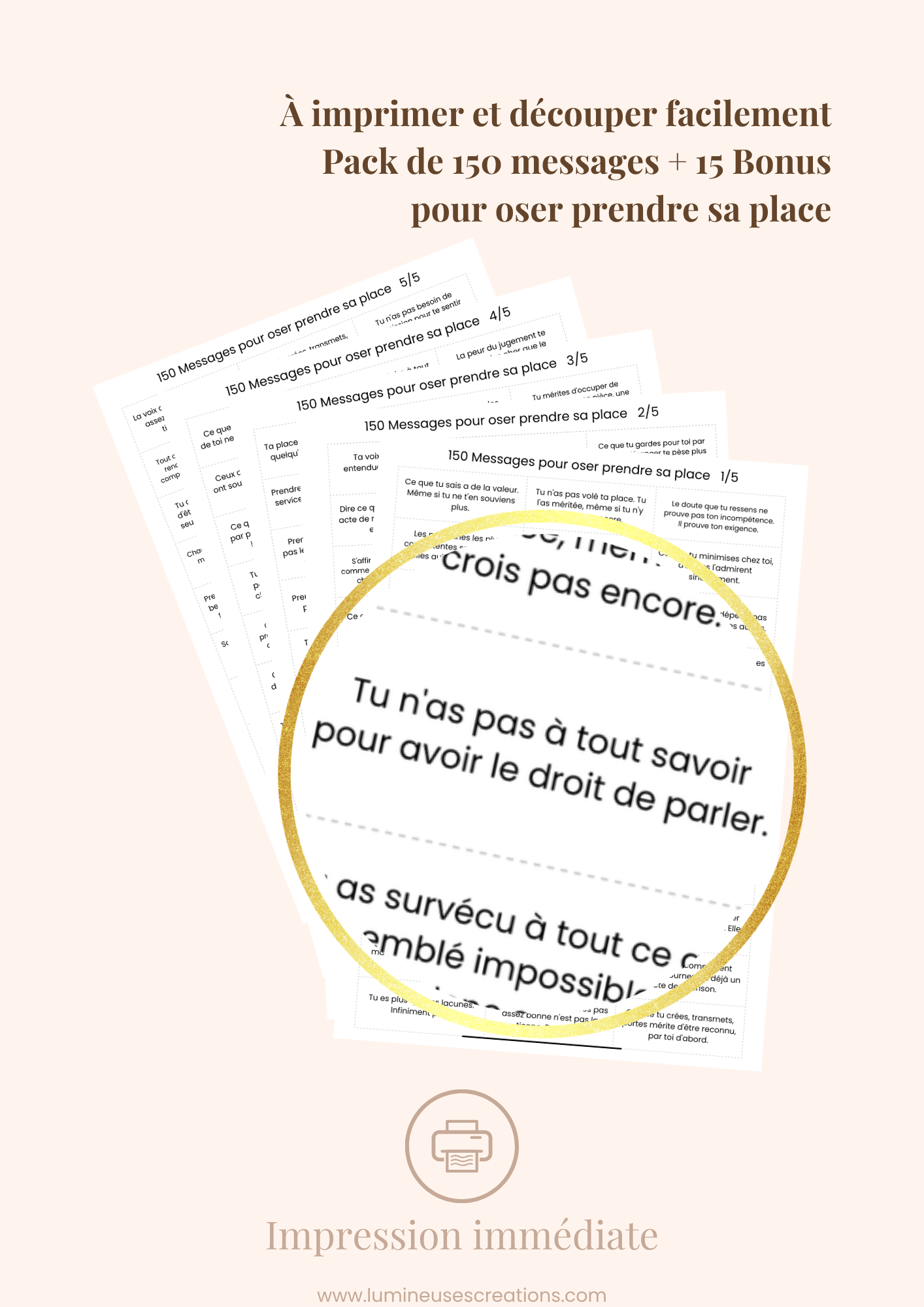 150 messages pour OSER PRENDRE SA PLACE - Messages bienveillants (version numérique)