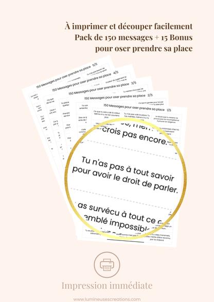150 messages pour OSER PRENDRE SA PLACE - Messages bienveillants (version numérique)