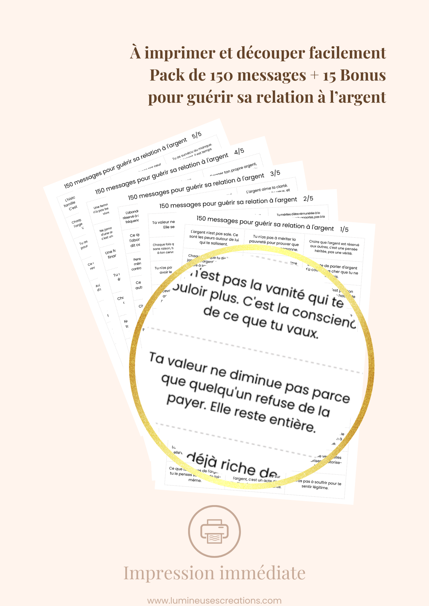 150 messages pour GUÉRIR SA RELATION À L'ARGENT - Messages bienveillants (version numérique)