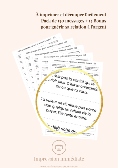150 messages pour GUÉRIR SA RELATION À L'ARGENT - Messages bienveillants (version numérique)