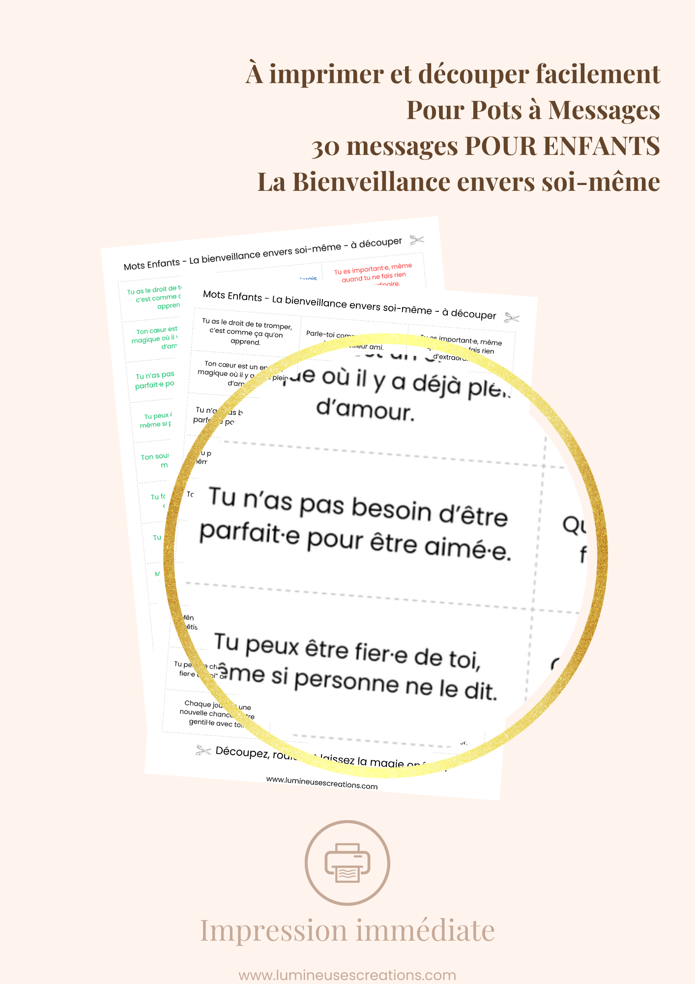 POUR ENFANTS - LA BIENVEILLANCE ENVERS SOI-MÊME - Messages inspirants (version numérique)