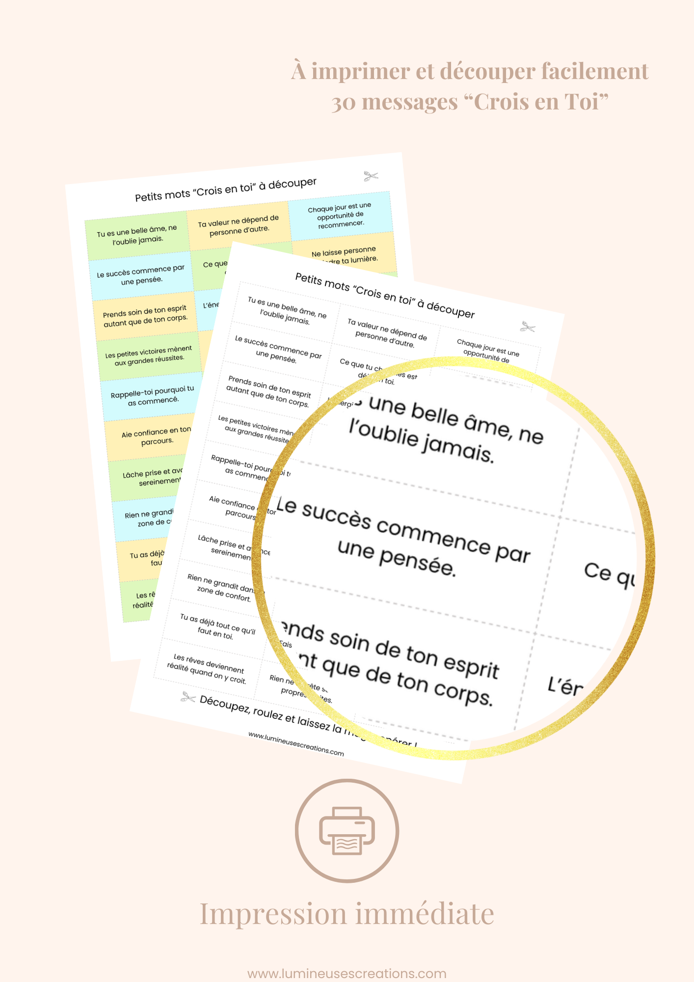 Messages positifs - 30 phrases "CROIS EN TOI" à imprimer