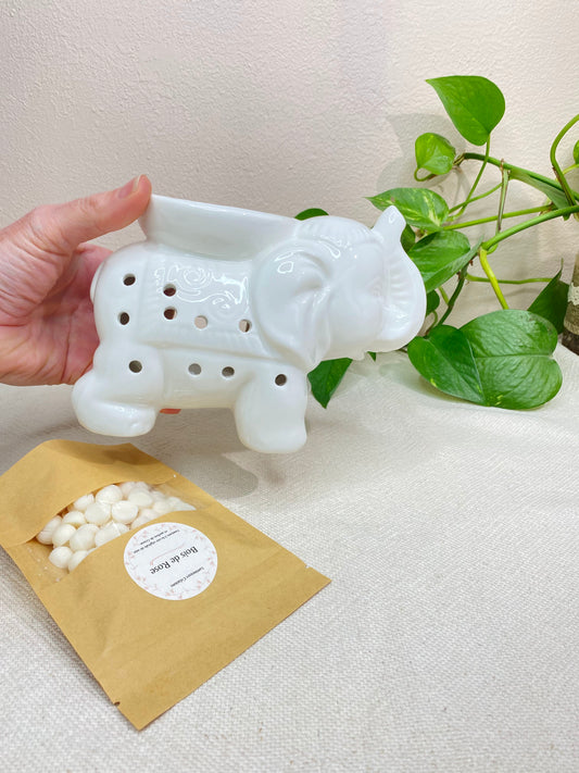 Brûle-parfum en céramique - Eléphant blanc