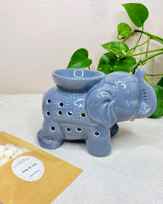 Brûle-parfum en céramique - Eléphant Gris