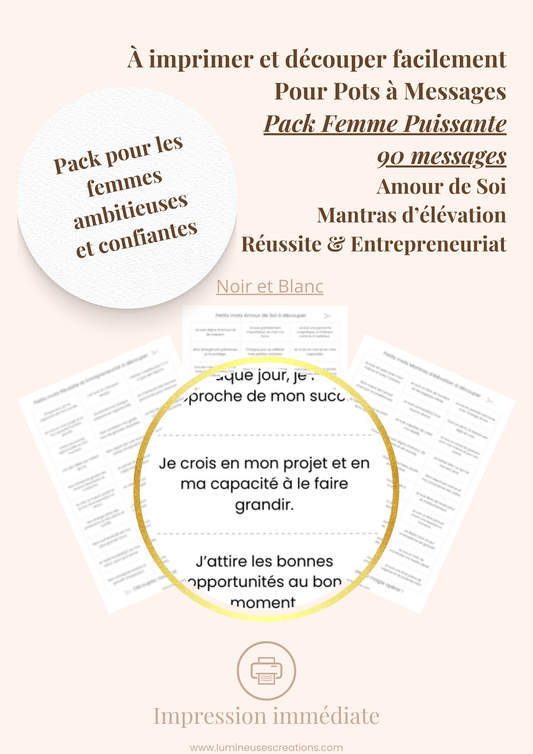 PACK 3 Thèmes - 90 messages FEMME PUISSANTE à imprimer