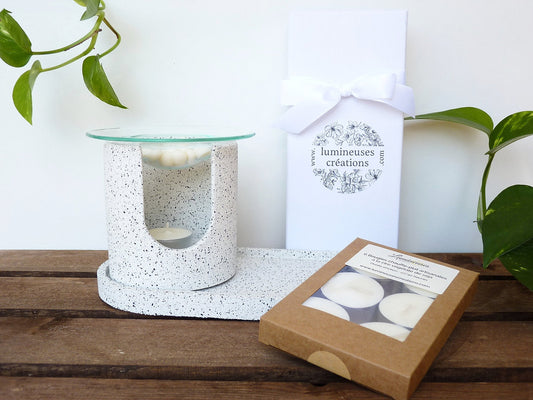 Ensemble Luxe Brûle-parfum - Effet Granit gris
