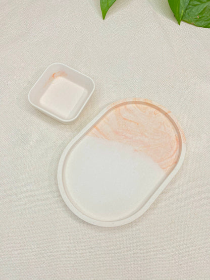 Ensemble vide-poche - Bicolore Marbré Orange