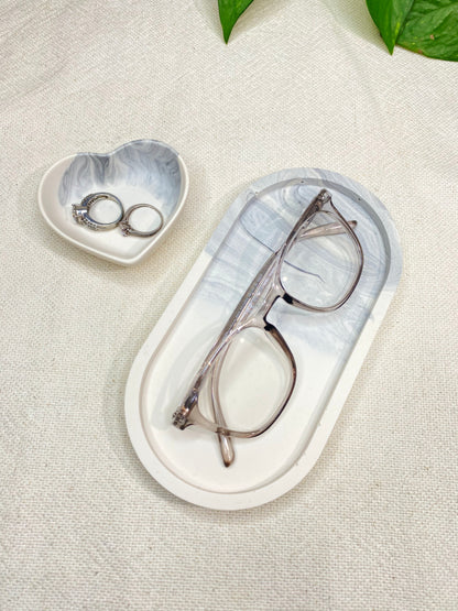 Ensemble vide-poche - Marbré gris / Ivoire