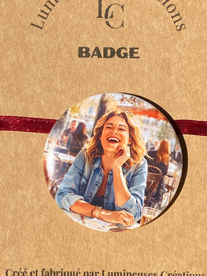 Badge illustration aquarelle - 58 mm | Lumineuses Créations