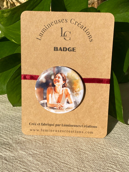 Badge illustration aquarelle - 58 mm | Lumineuses Créations