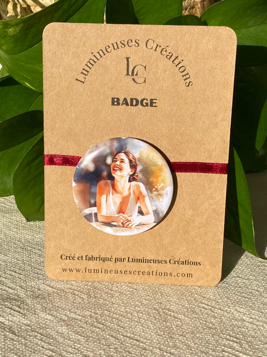 Badge illustration aquarelle - 58 mm | Lumineuses Créations