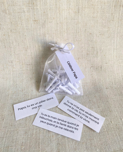 CÉLÉBRER PAPA - Sachet de 30 messages inspirants à piocher