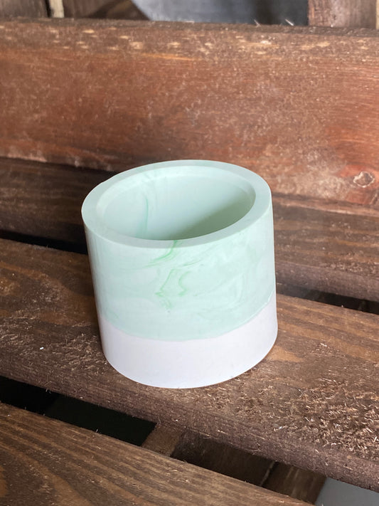 Petit pot - Marbré vert/Ivoire