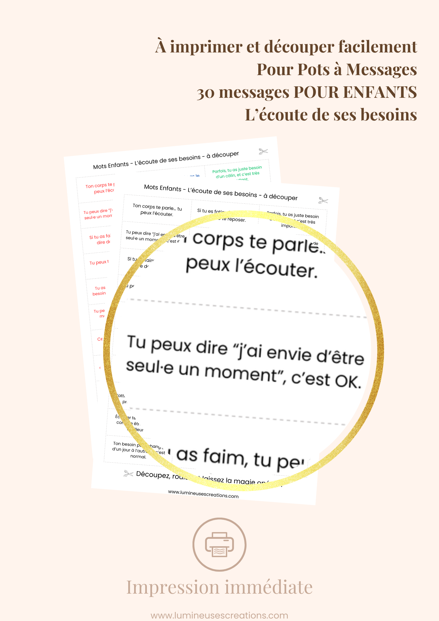 POUR ENFANTS - L'ÉCOUTE DE SES BESOINS - Messages inspirants (version numérique)