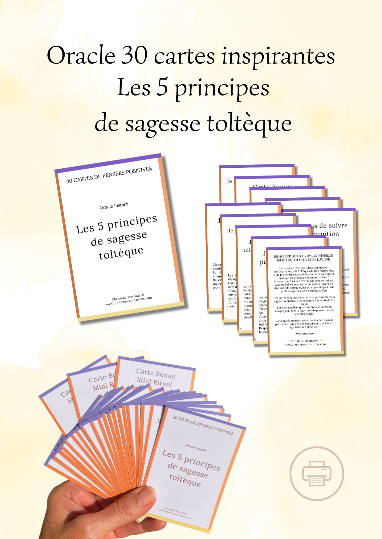 Oracle - Pensées positives - Les 5 principes de la sagesse toltèque - à imprimer