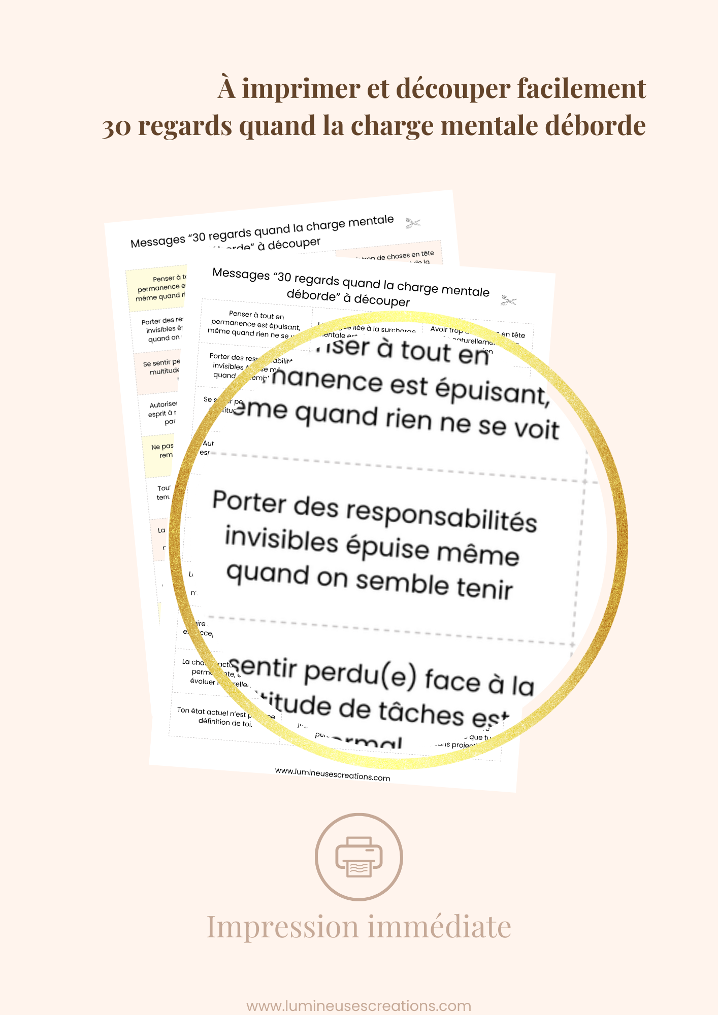 30 REGARDS QUAND LA CHARGE MENTALE DÉBORDE - Messages inspirants (version numérique)