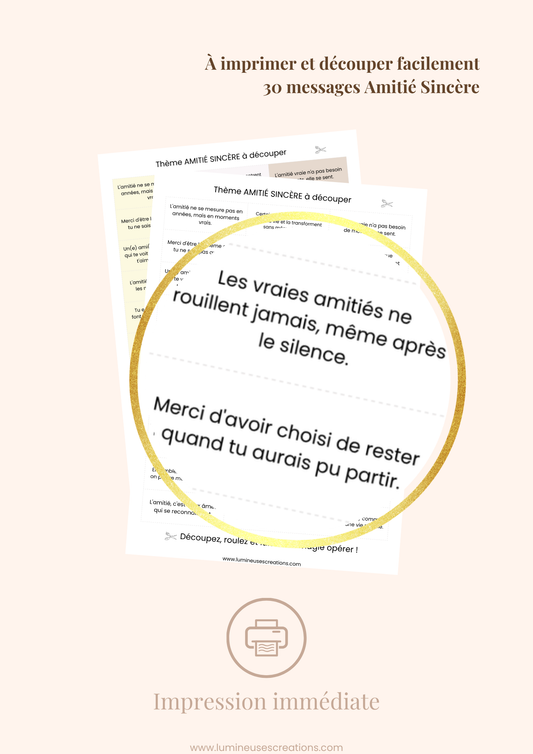 AMITIÉ SINCÈRE - 30 messages inspirants (version numérique)