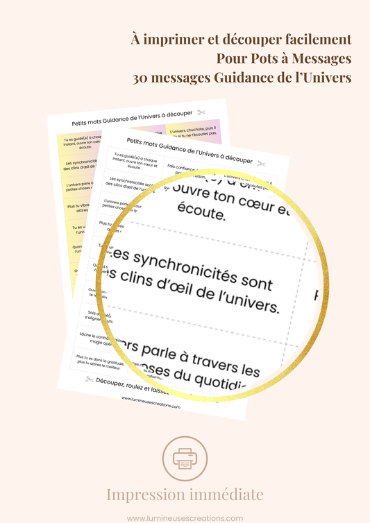 Messages positifs - 30 phrases GUIDANCE DE L'UNIVERS à imprimer