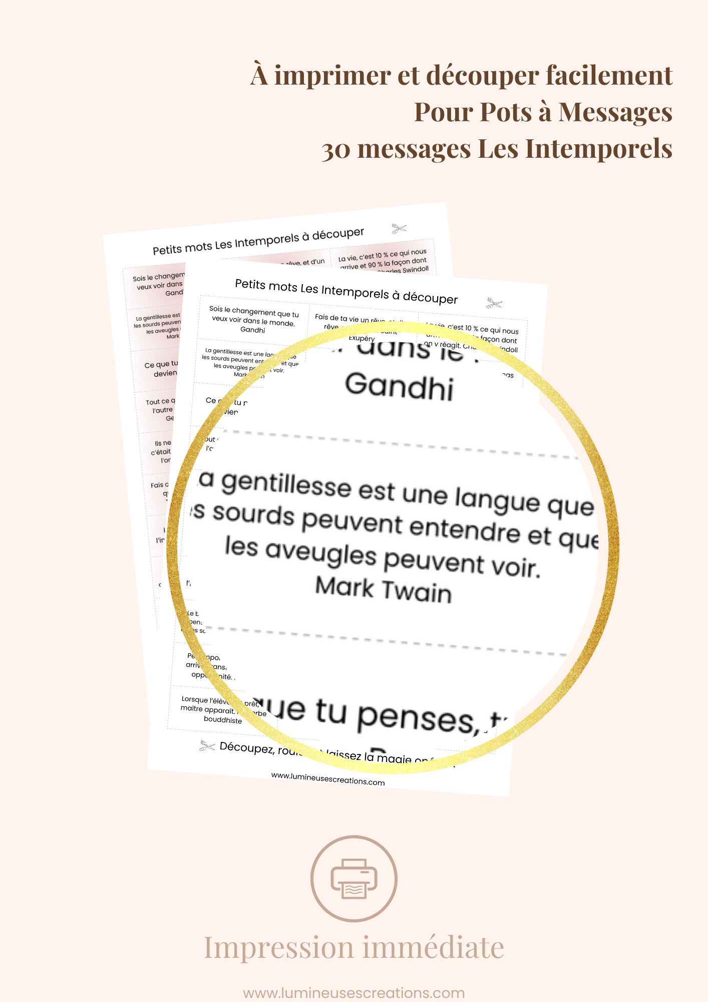 Messages positifs - 30 phrases LES INTEMPORELS à imprimer