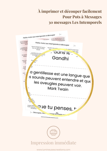 Messages positifs - 30 phrases LES INTEMPORELS à imprimer