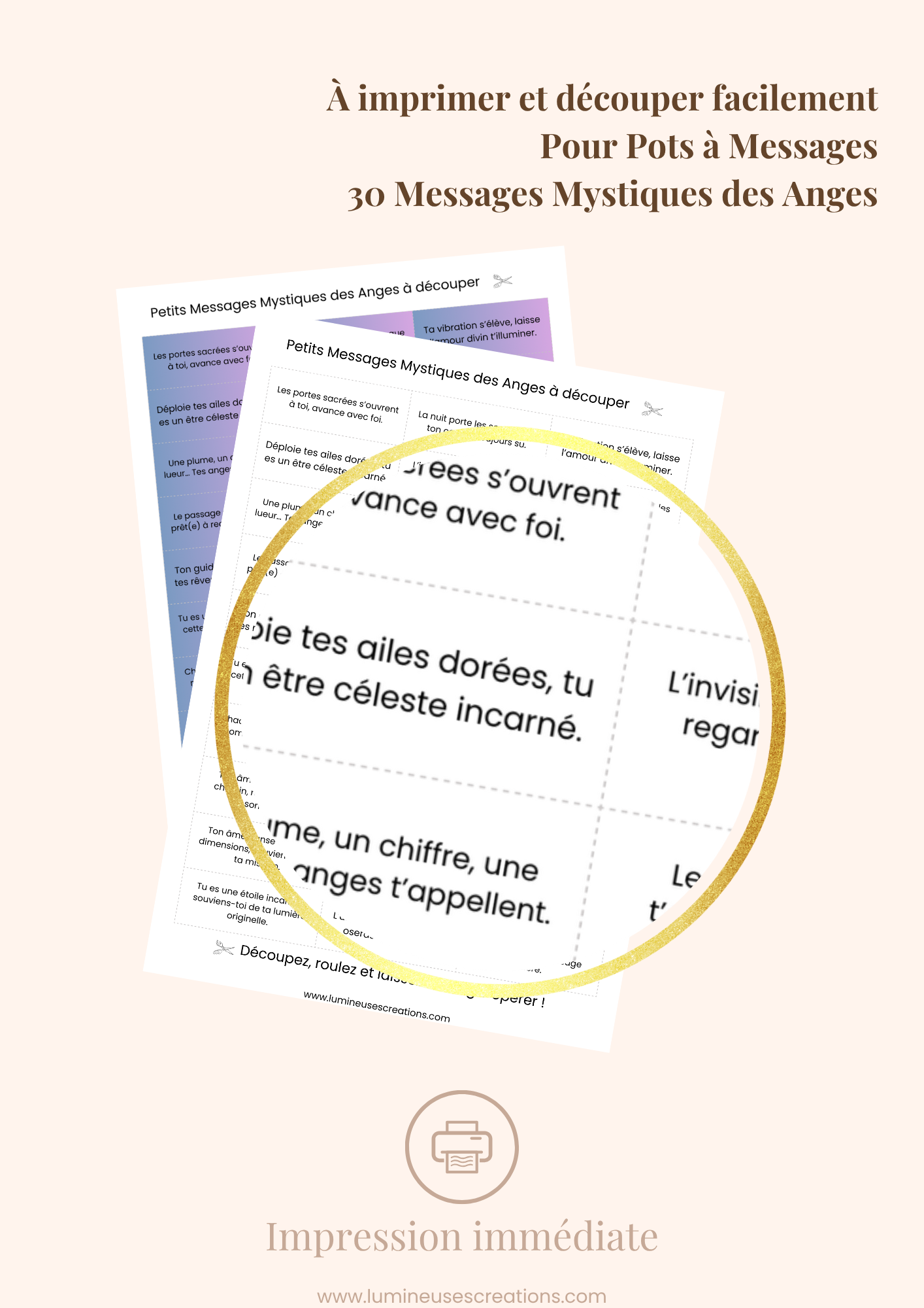 Messages positifs - 30 phrases MESSAGES MYSTIQUES DES ANGES à imprimer
