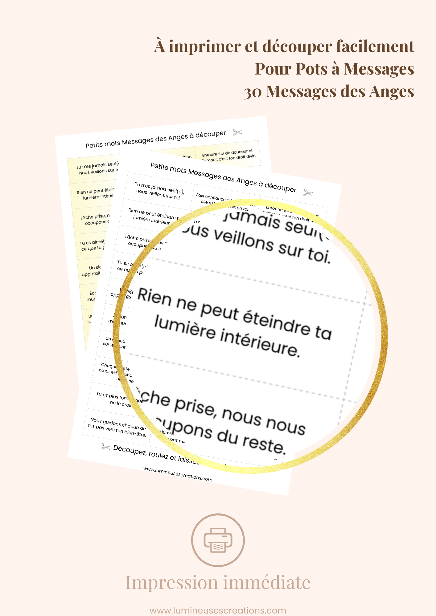 Messages positifs - 30 phrases MESSAGES DES ANGES à imprimer