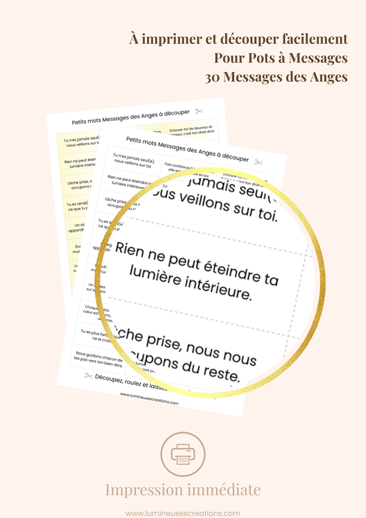Messages positifs - 30 phrases MESSAGES DES ANGES à imprimer
