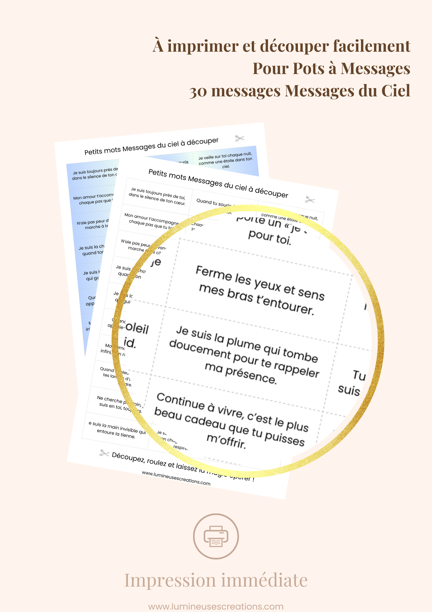 Messages positifs - 30 phrases MESSAGES DU CIEL à imprimer