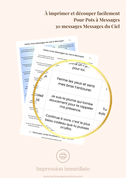 Messages positifs - 30 phrases MESSAGES DU CIEL à imprimer