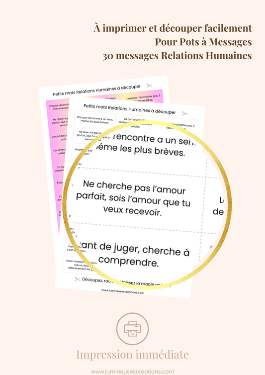 Messages positifs - 30 phrases RELATIONS HUMAINES à imprimer