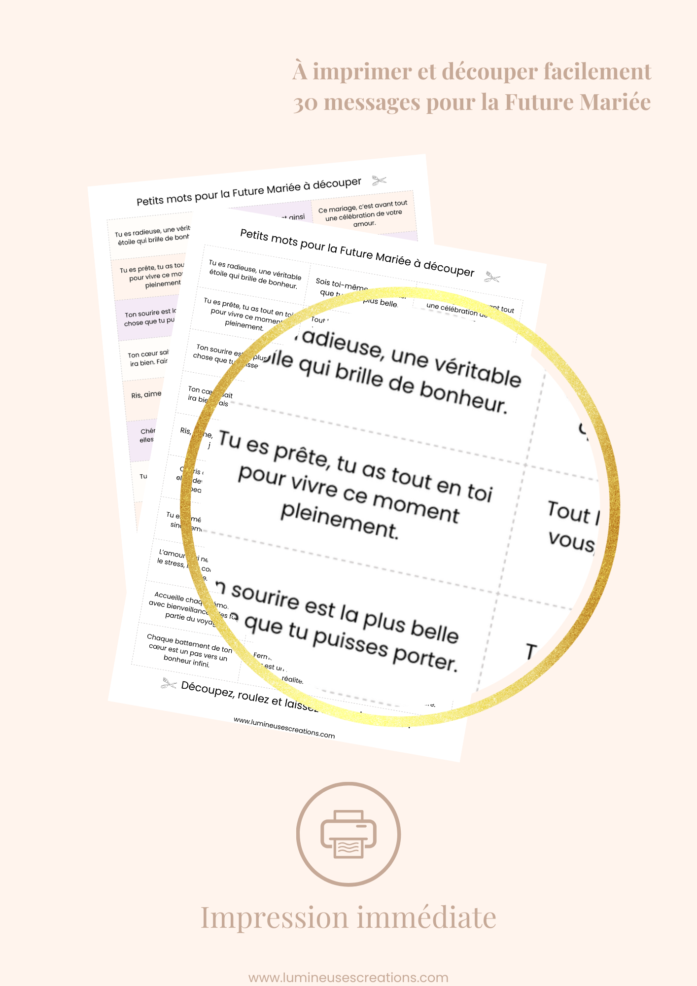Messages positifs - 30 phrases FUTURE MARIÉE à imprimer