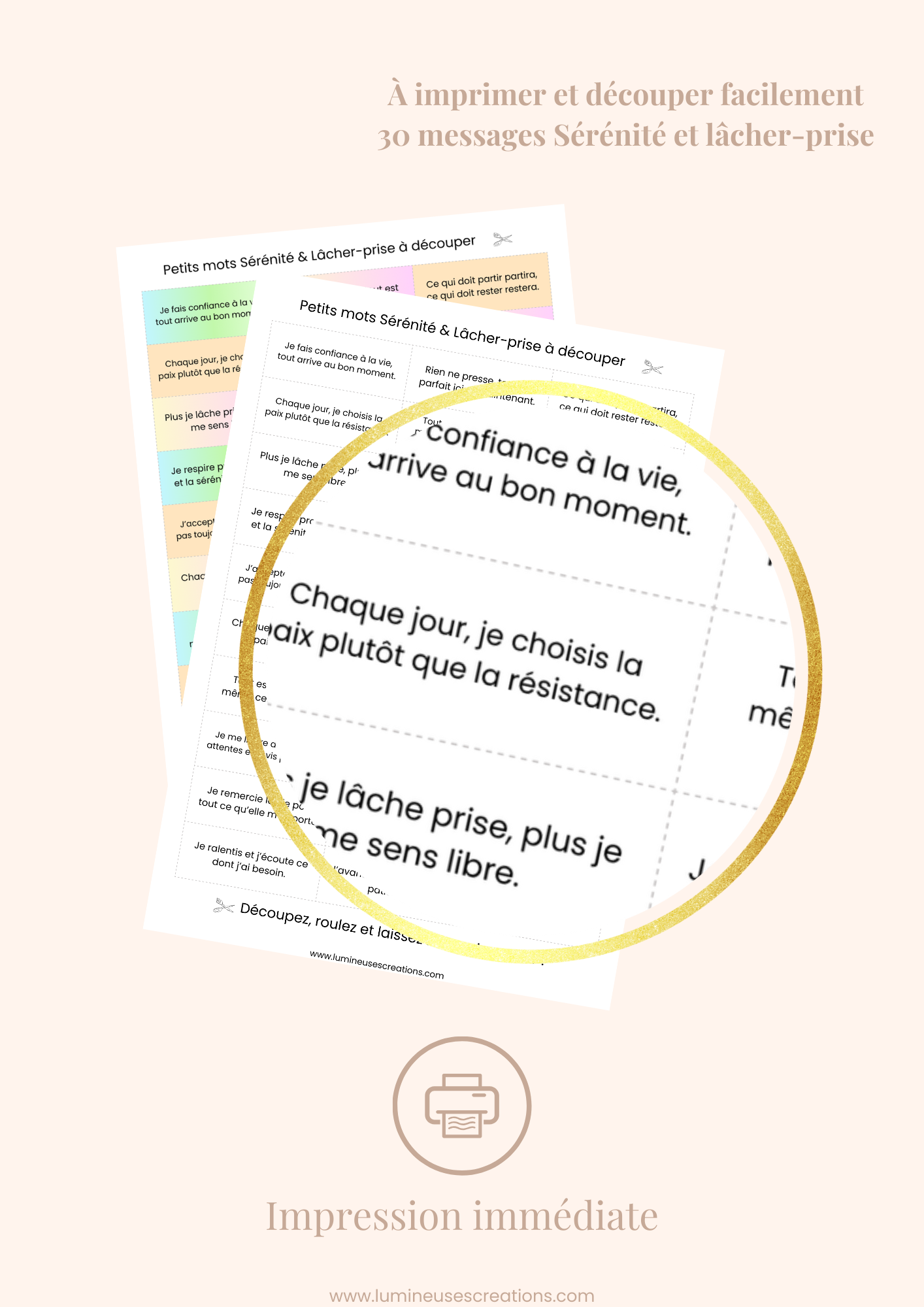 Messages positifs - 30 phrases SÉRÉNITÉ & LÂCHER-PRISE à imprimer