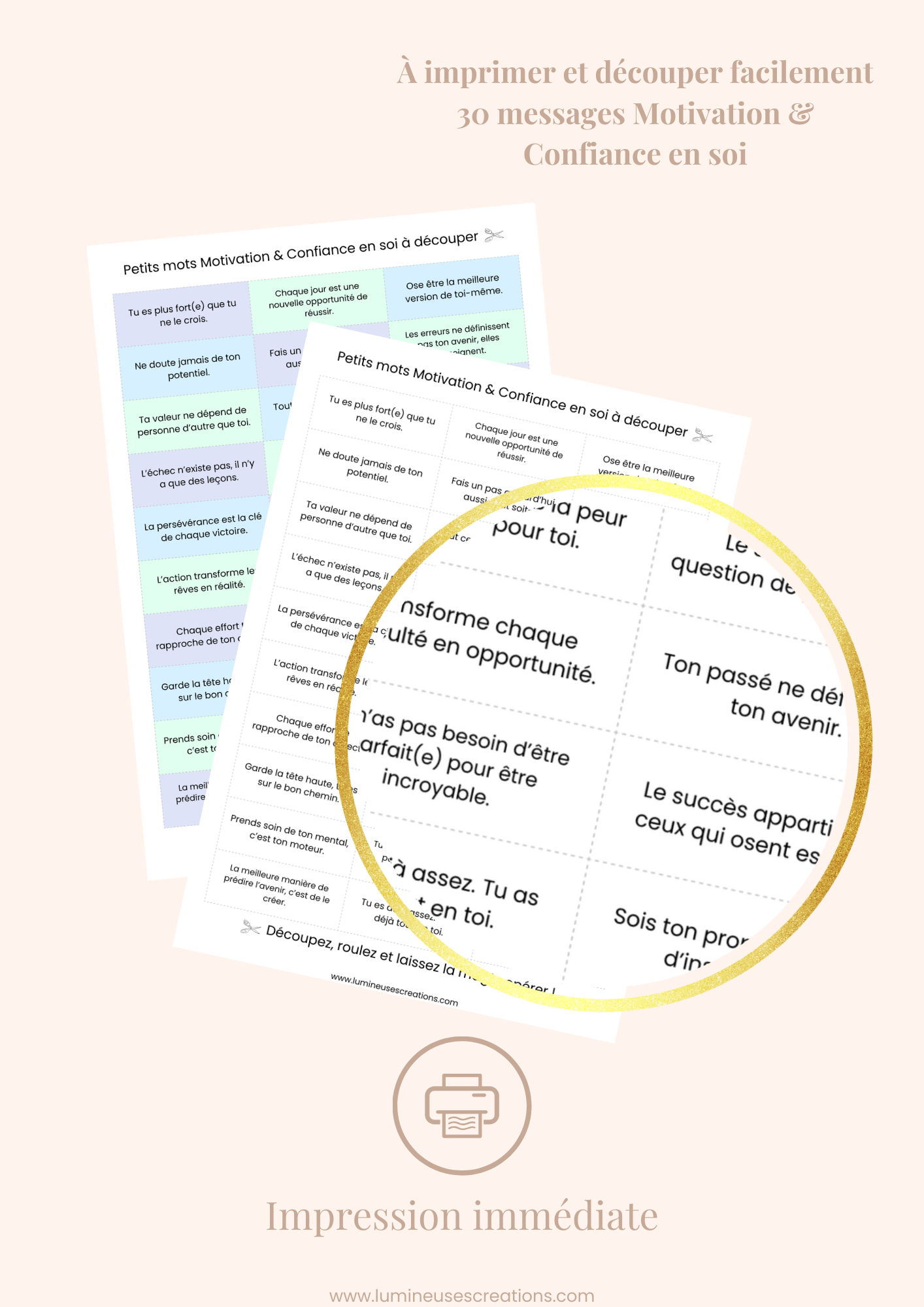 Messages positifs - 30 phrases MOTIVATION & CONFIANCE en soi à imprimer