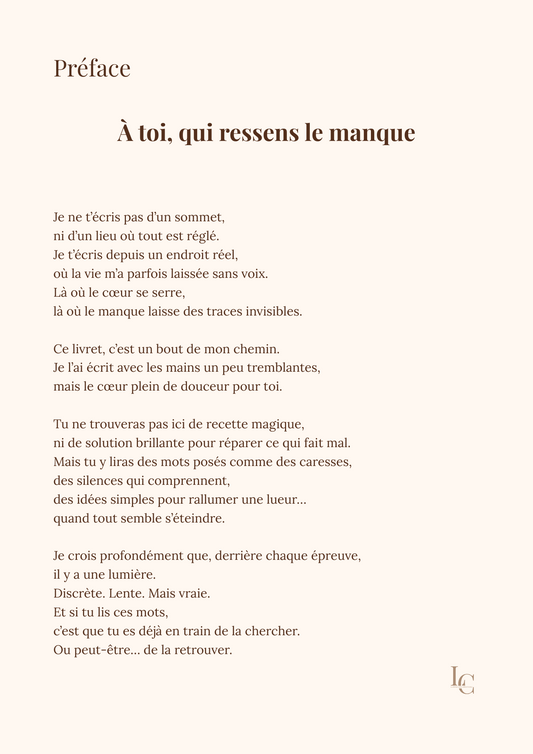 NOUVEAU - Ebook “Là où le manque devient lumière” – un chemin doux vers la paix intérieure - PRIX DE LANCEMENT