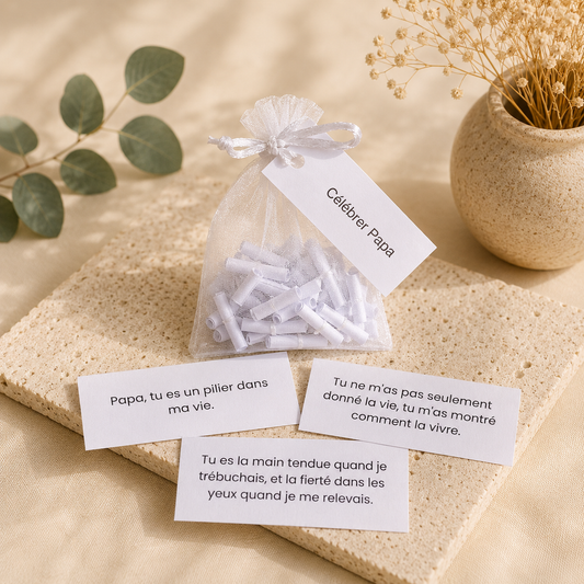 CÉLÉBRER PAPA - Sachet de 30 messages inspirants à piocher